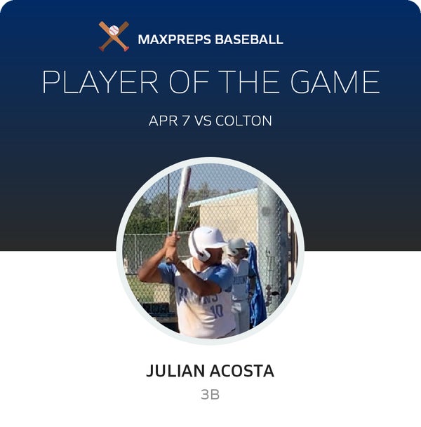#10 Julian Acosta Player of the Game badge