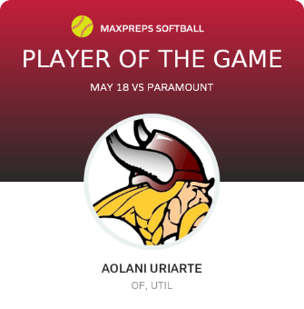 #21 Aolani Uriarte Player of the Game badge