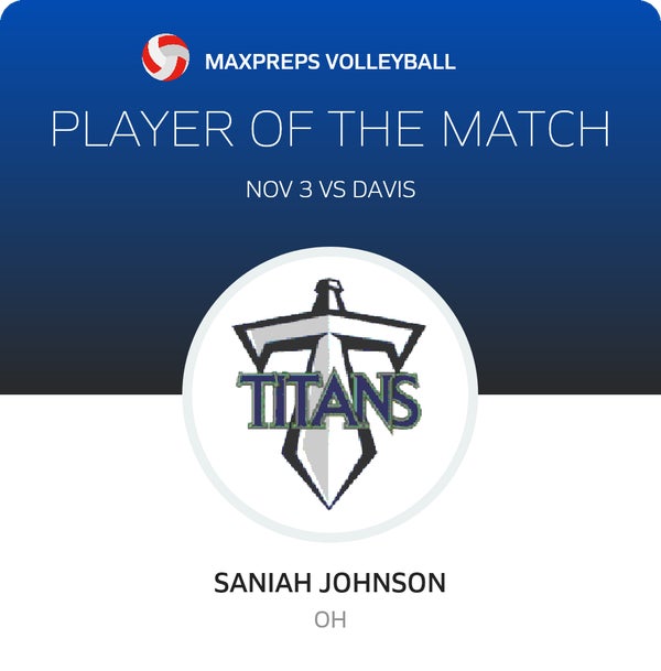 #11 Saniah Johnson Player of the Game badge
