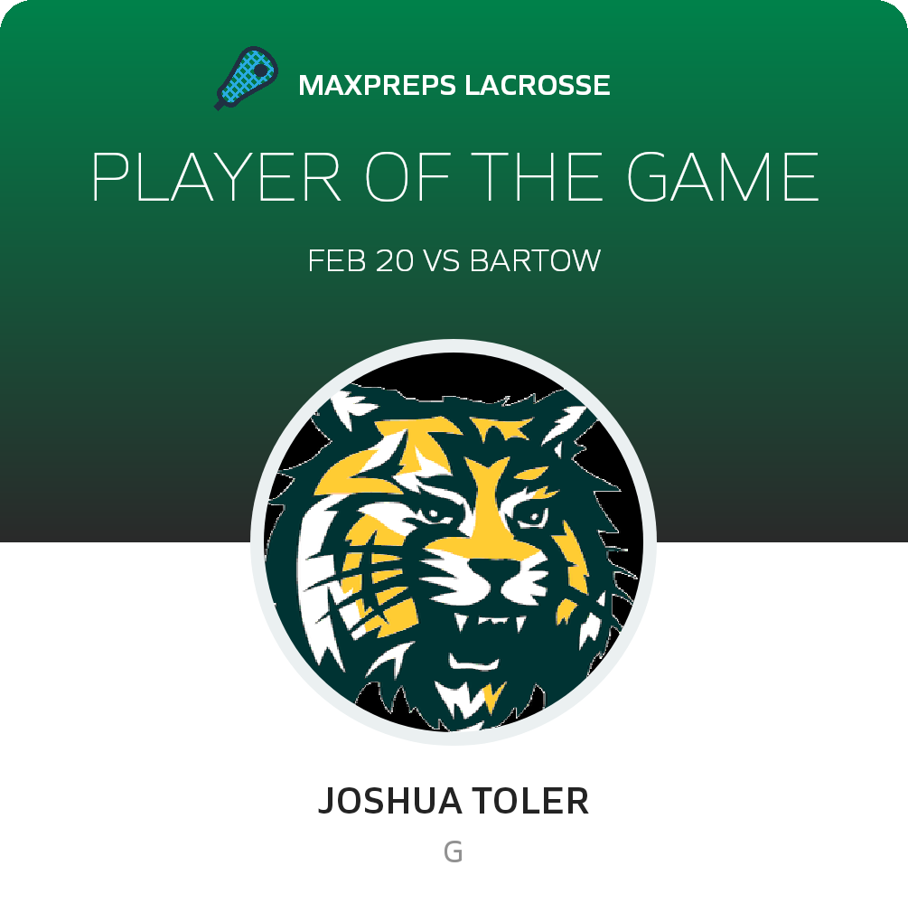 #25 Joshua Toler Player of the Game badge