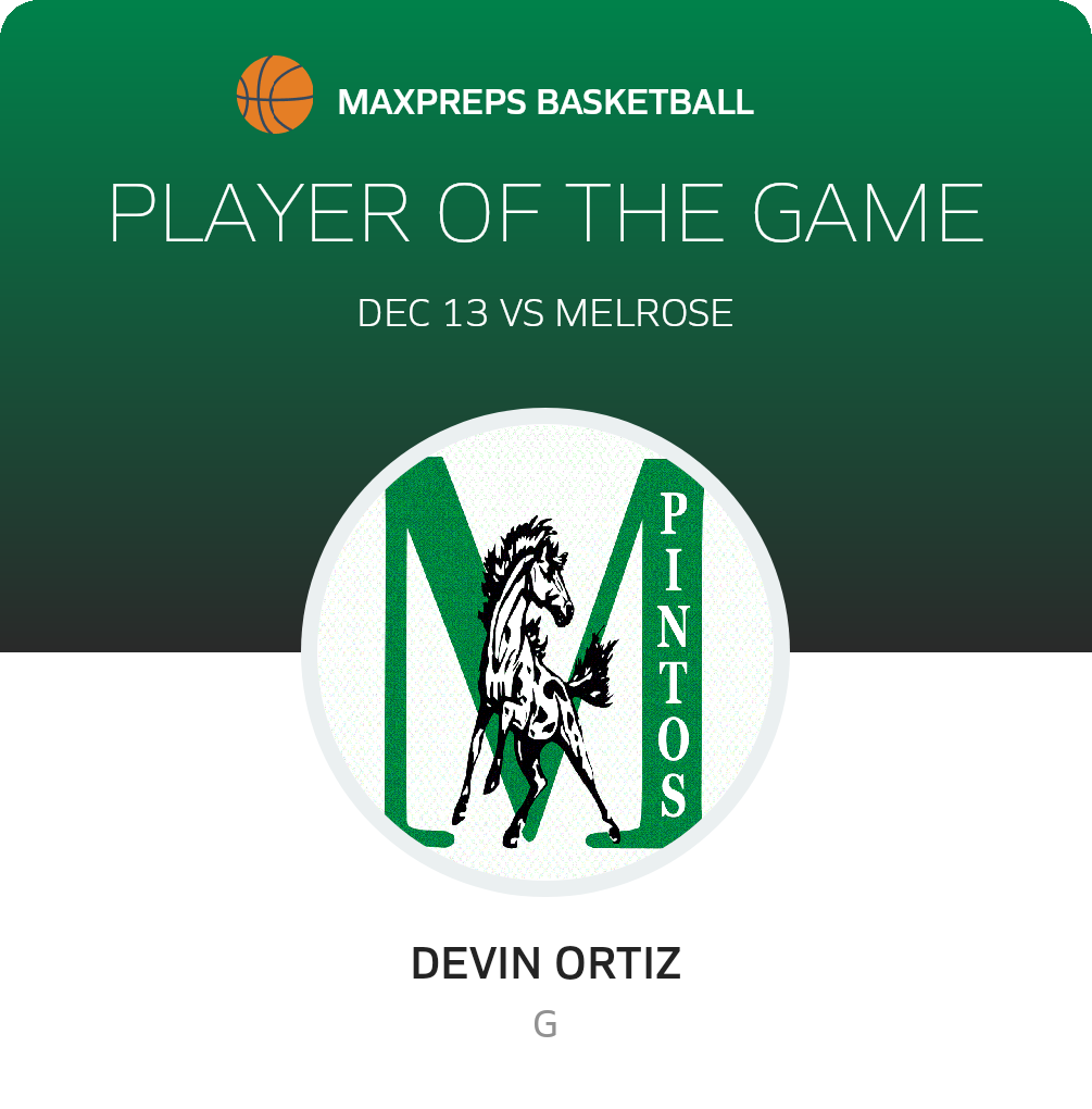 #1 Devin Ortiz Player of the Game badge