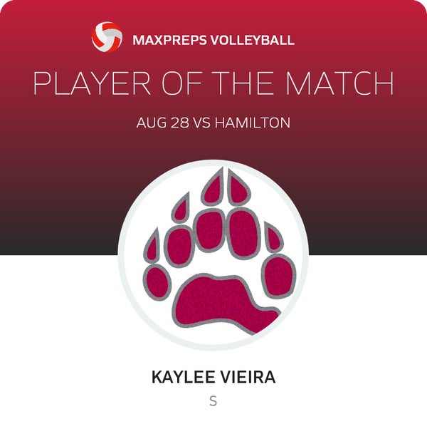 #34 Kaylee Vieira Player of the Game badge