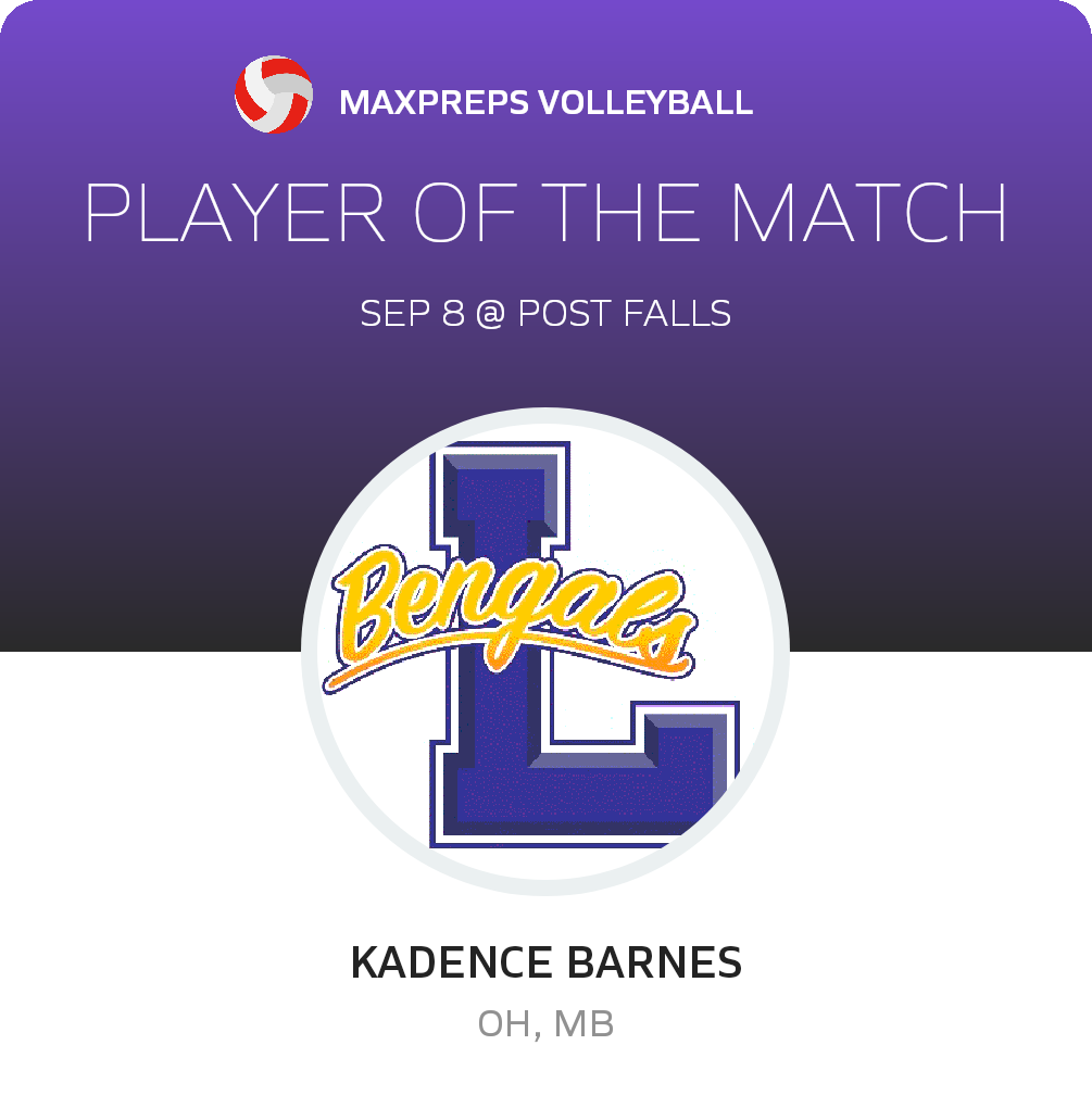 #2 Kadence Barnes Player of the Game badge