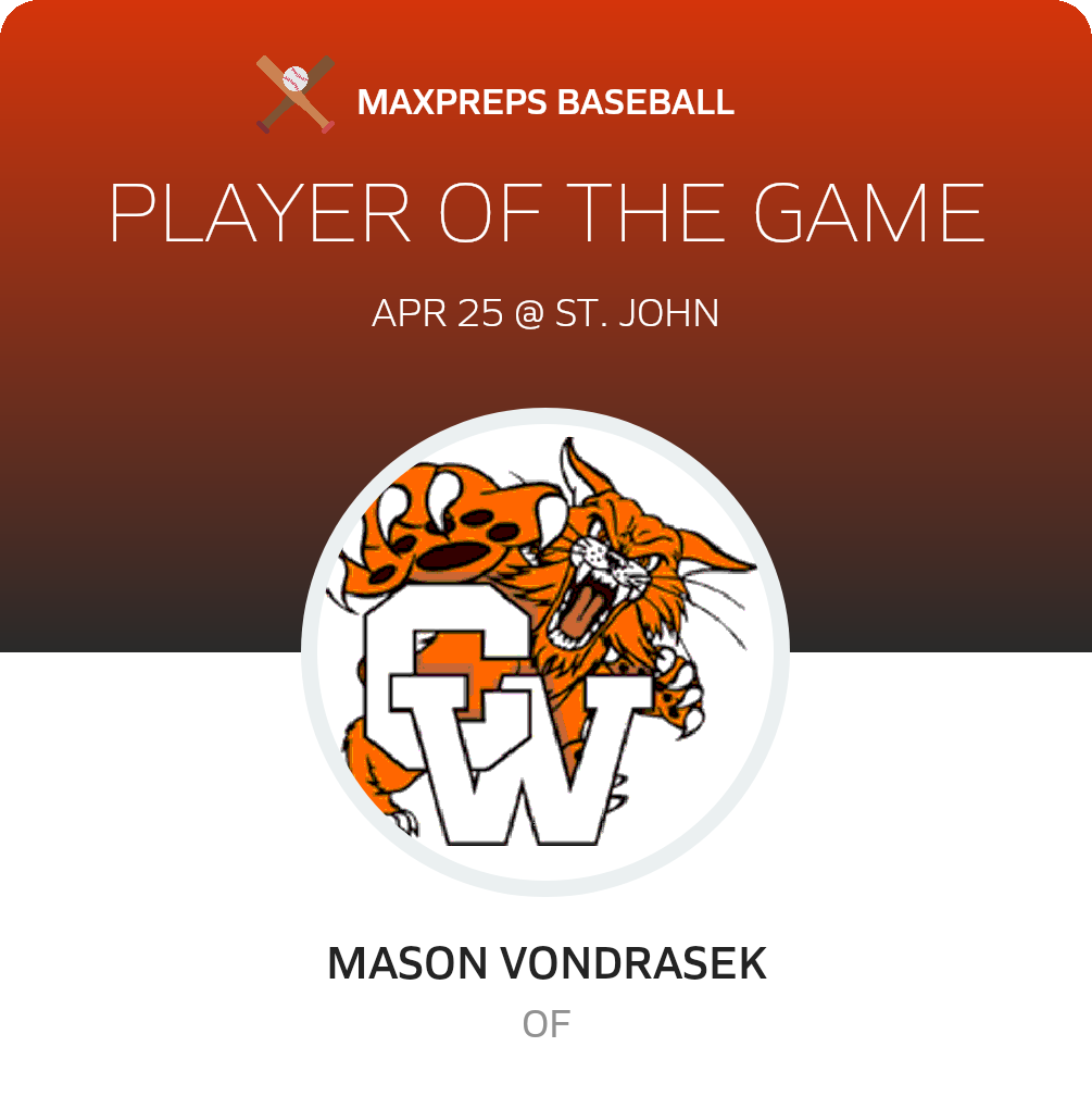 #18 Mason Vondrasek Player of the Game badge