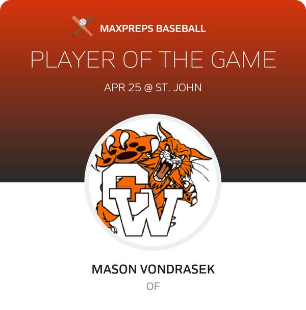 #18 Mason Vondrasek Player of the Game badge