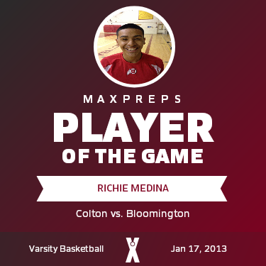 #13 Richie Medina Player of the Game badge