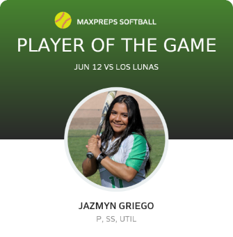 #15 Jazmyn Griego Player of the Game badge