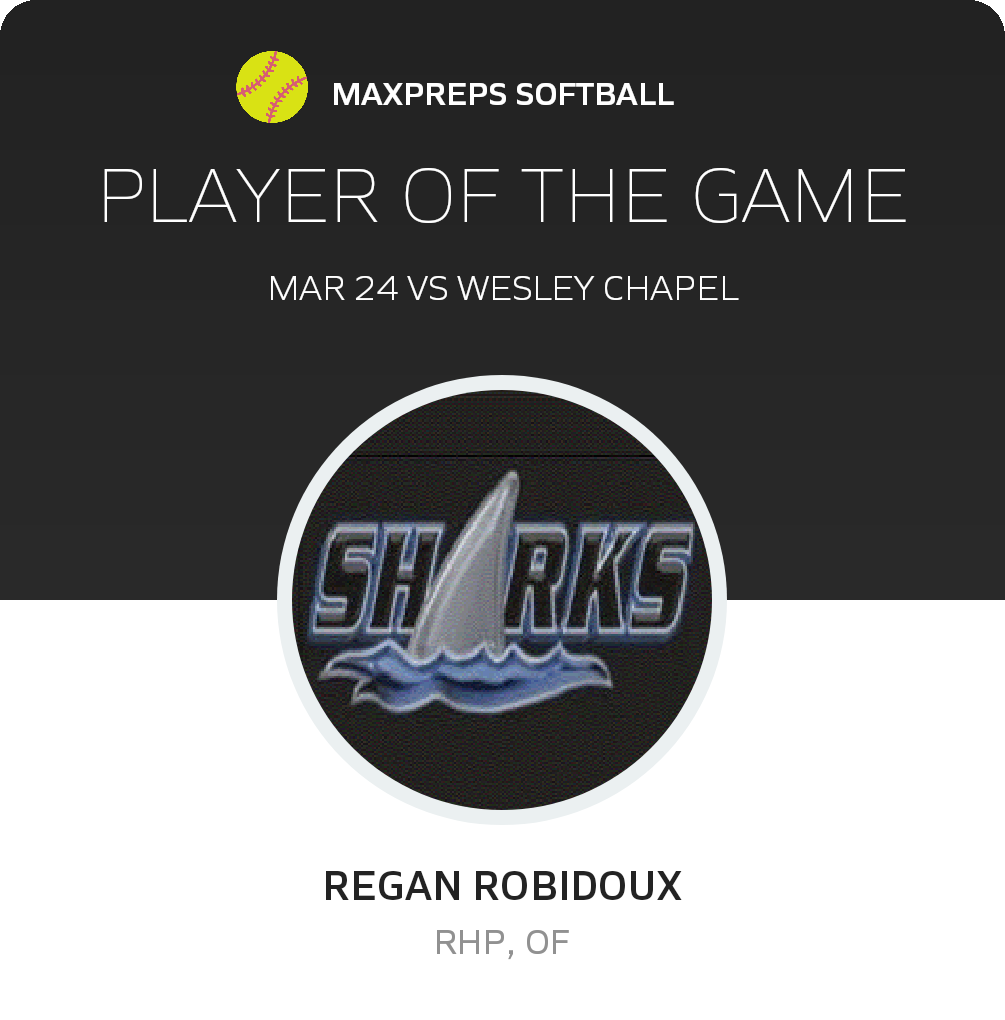 #17 Regan Robidoux Player of the Game badge