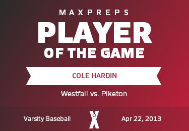 #5 Cole Hardin Player of the Game badge