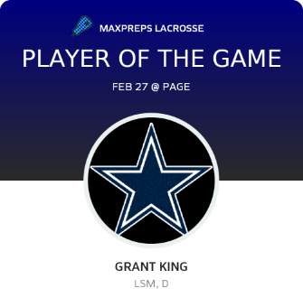 #50 Grant King Player of the Game badge