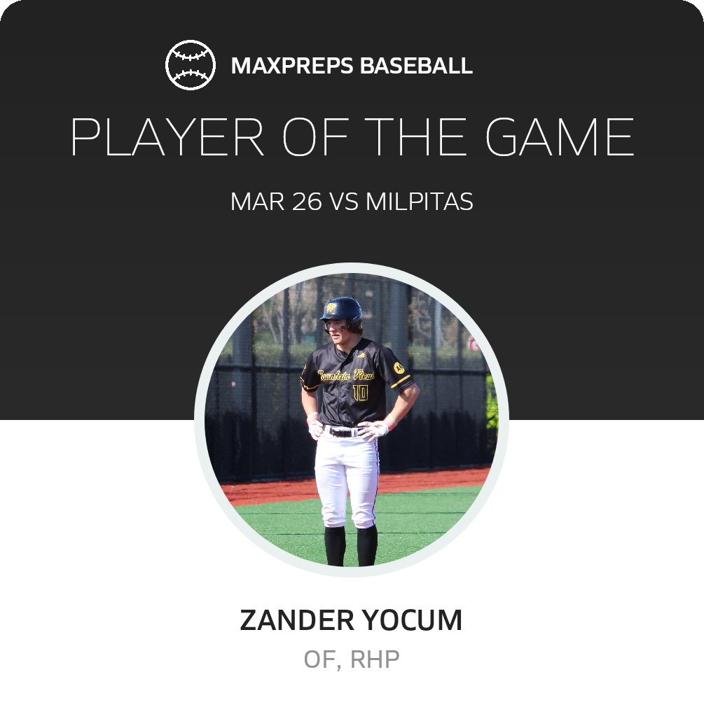 #10 Zander Yocum Player of the Game badge