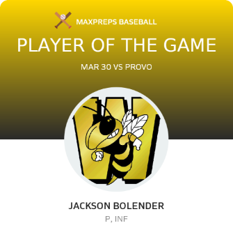 #9 JACKSON BOLENDER Player of the Game badge
