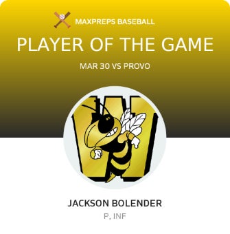 #9 JACKSON BOLENDER Player of the Game badge
