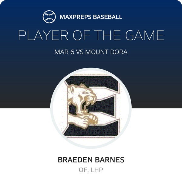 #6 Braeden Barnes Player of the Game badge