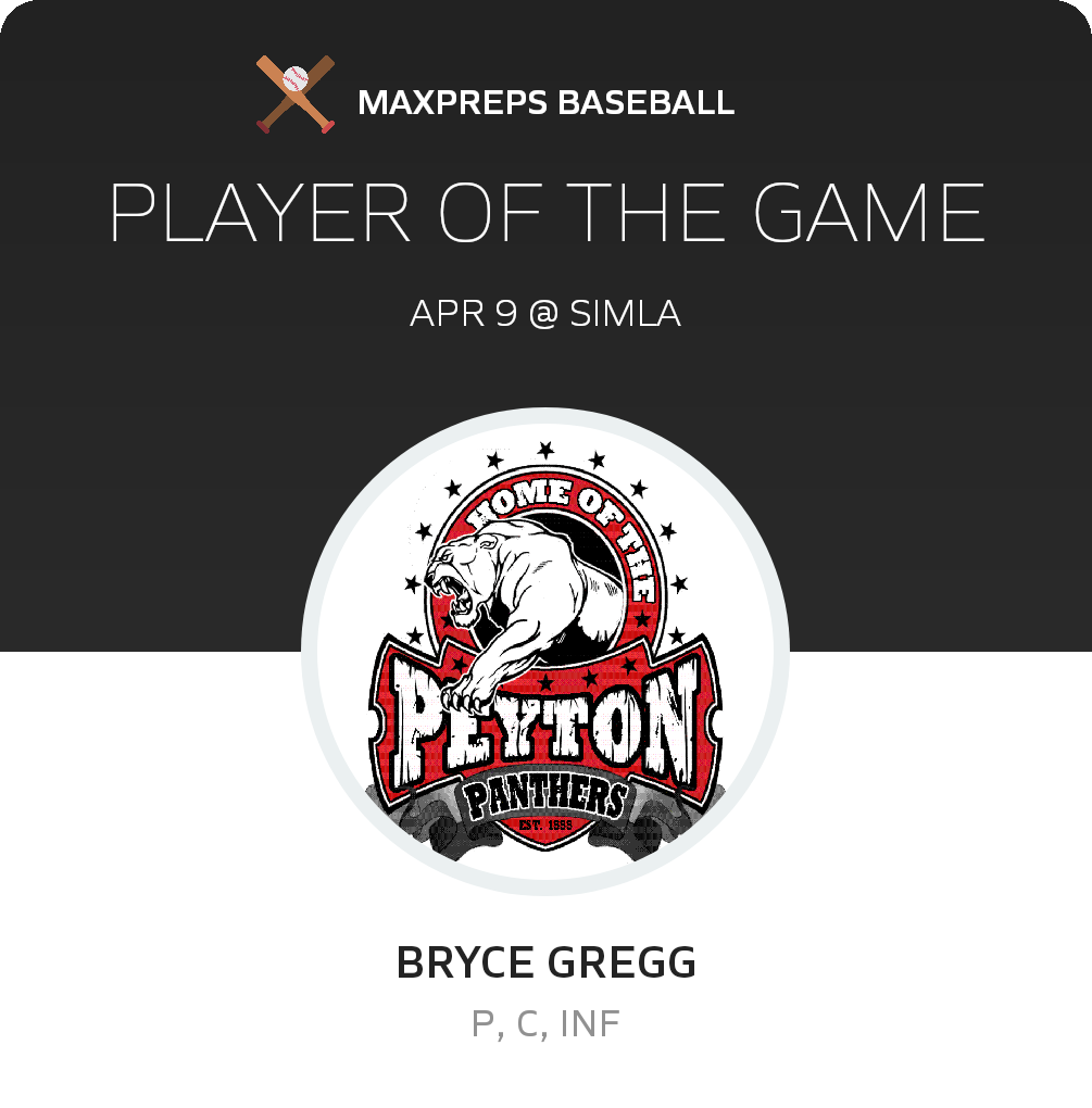 #22 Bryce Gregg Player of the Game badge