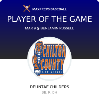 #25 Deuntae Childers Player of the Game badge