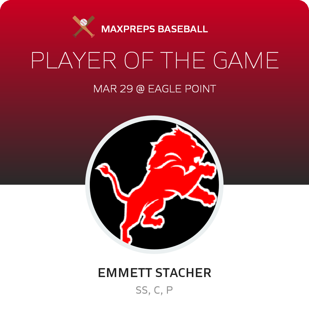 #8 Emmett Stacher Player of the Game badge