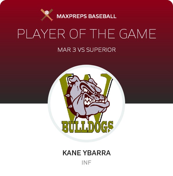 #2 Kane Ybarra Player of the Game badge