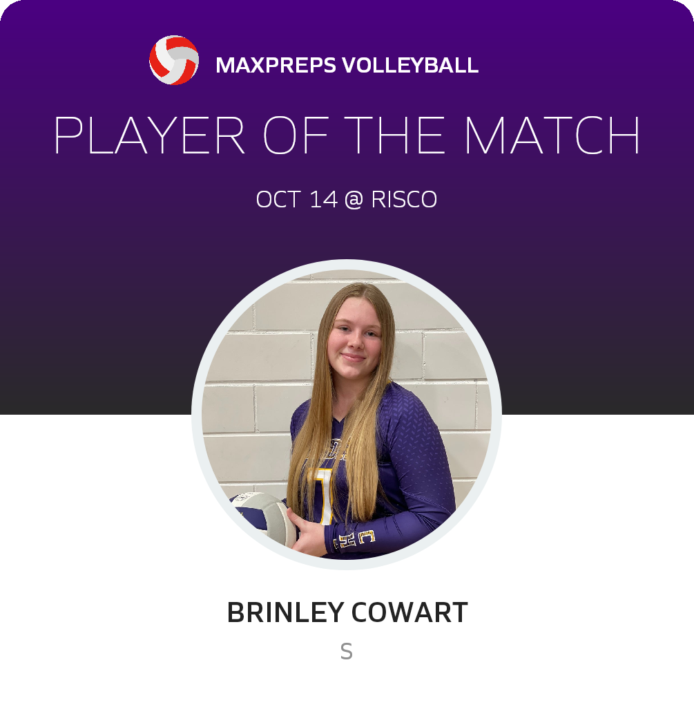 #7 Brinley Cowart Player of the Game badge