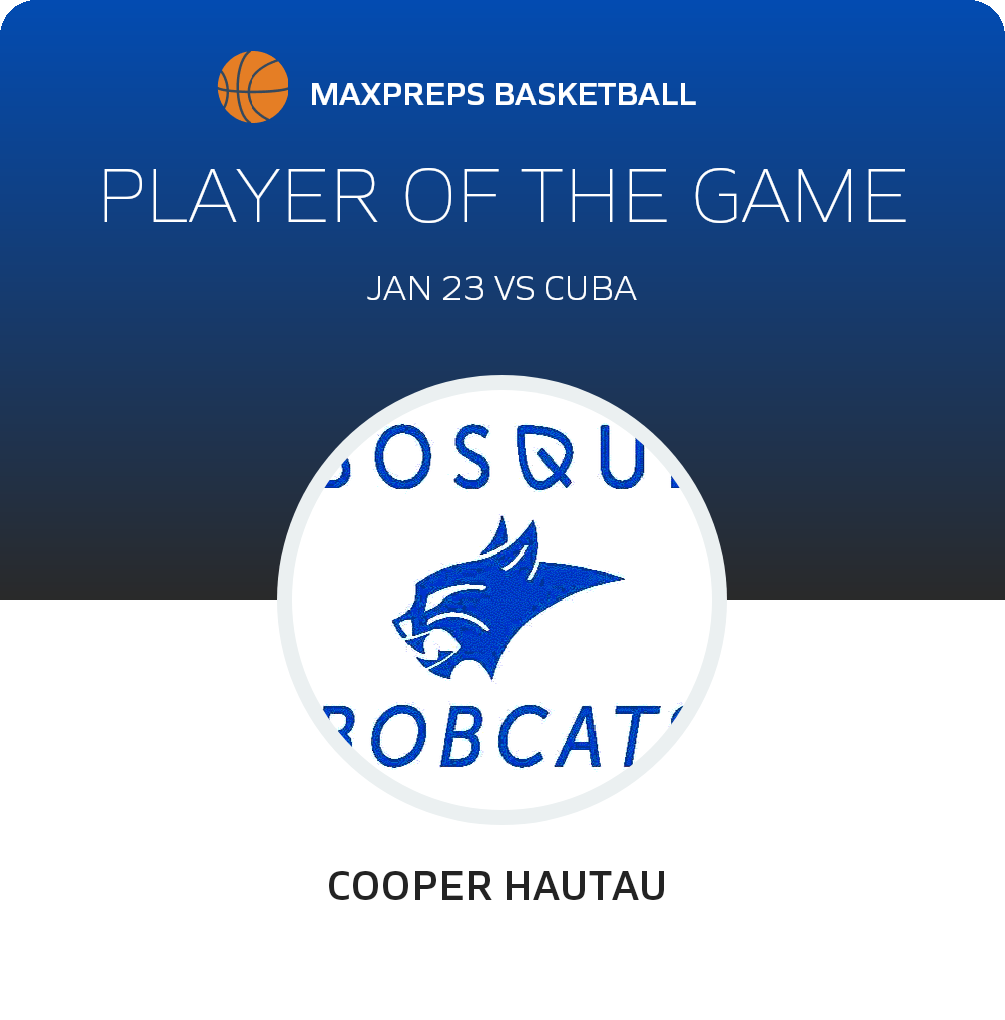 #23 Cooper Hautau  Player of the Game badge