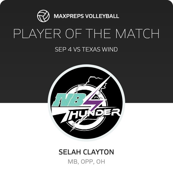 #33 Selah Clayton Player of the Game badge