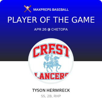 #4 Tyson Hermreck Player of the Game badge