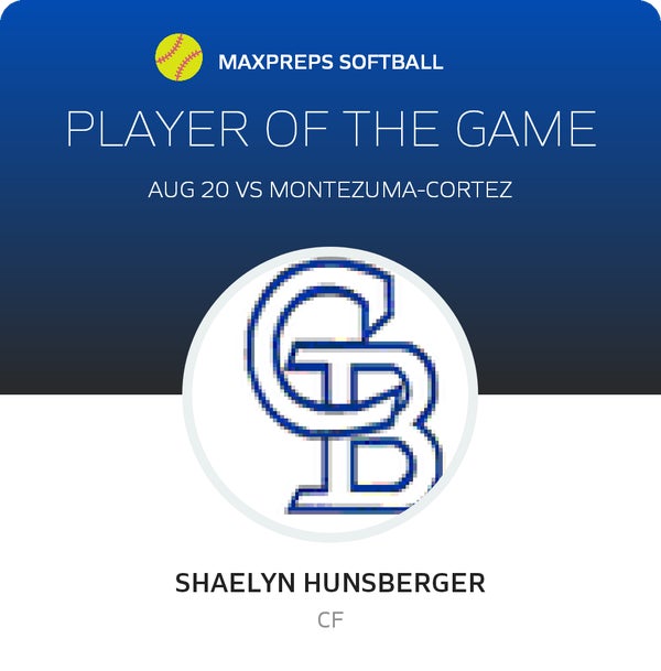 #3 Shaelyn Hunsberger Player of the Game badge