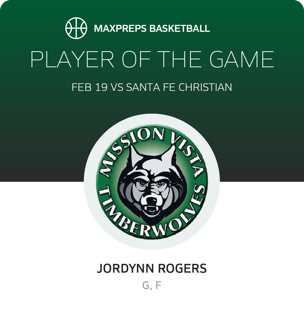 #14 Jordynn Rogers Player of the Game badge
