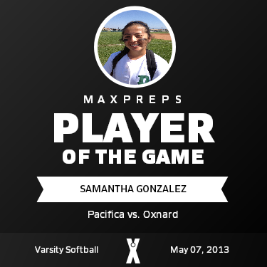 #5 Samantha Gonzalez Player of the Game badge