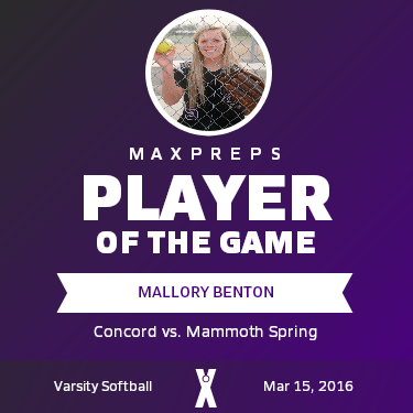 #5 Mallory Benton Player of the Game badge