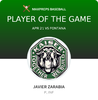 #33 Javier Zarabia Player of the Game badge