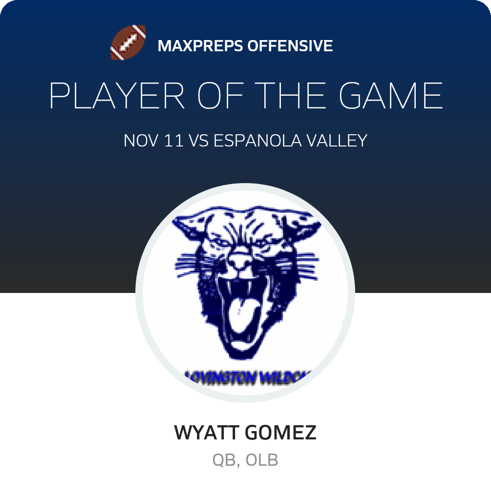 #2 Wyatt Gomez Player of the Game badge