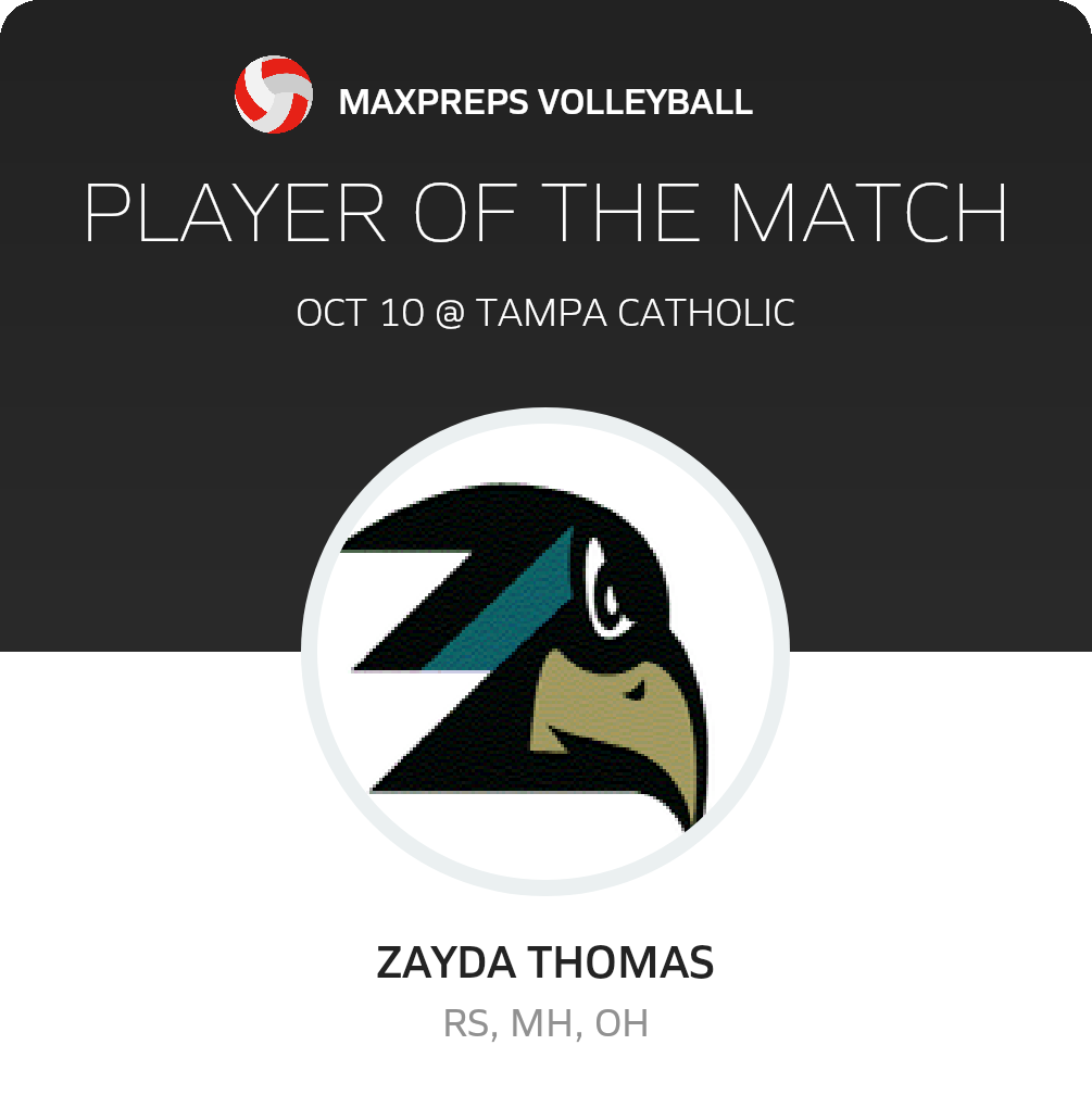 #7 Zayda Thomas Player of the Game badge