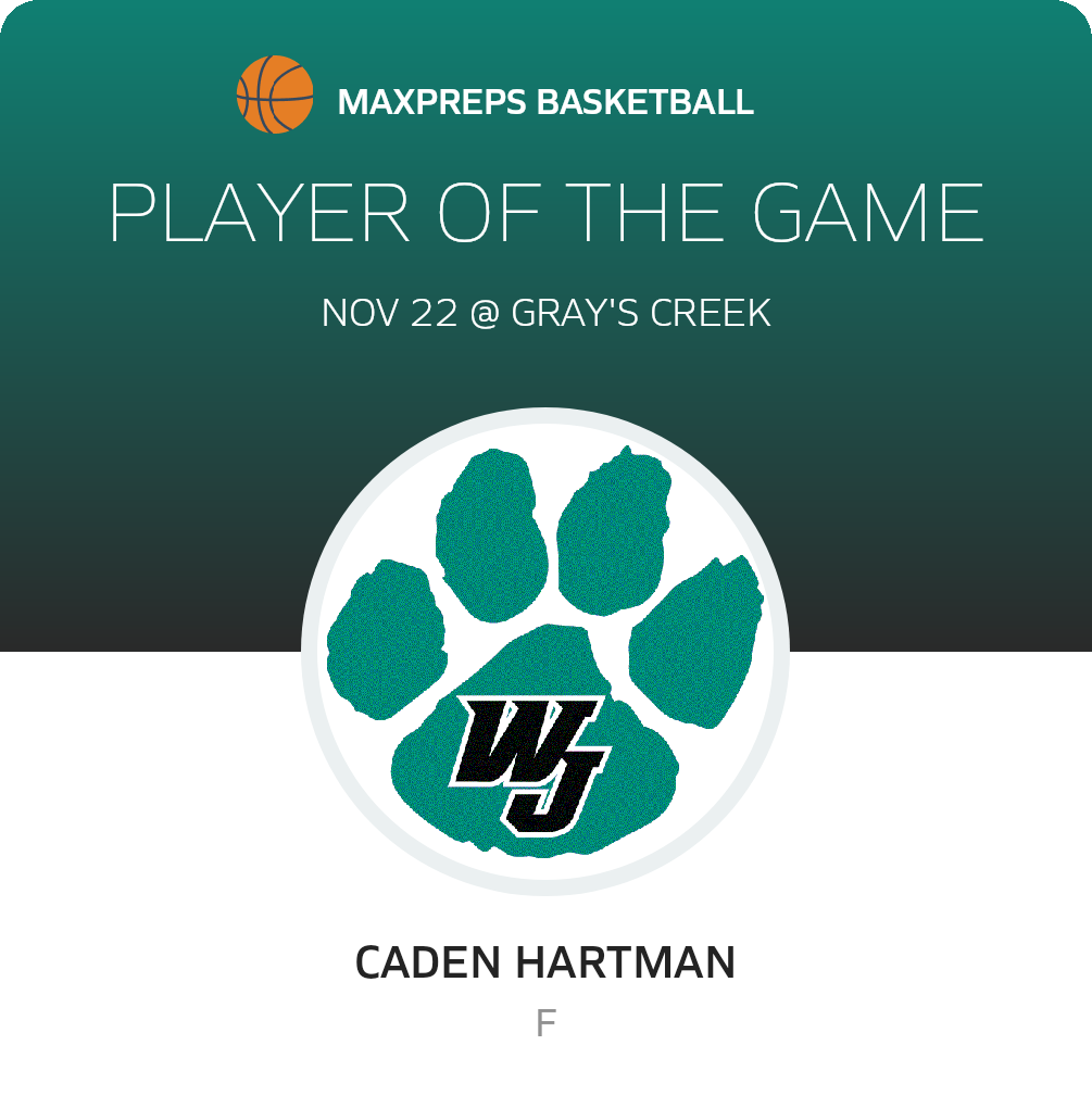 #22 Caden Hartman Player of the Game badge