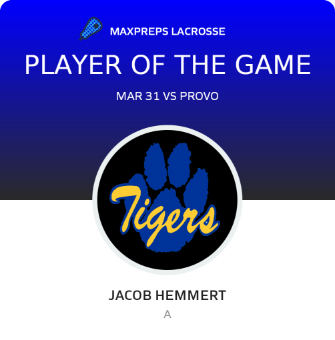 #9 Jacob Hemmert Player of the Game badge