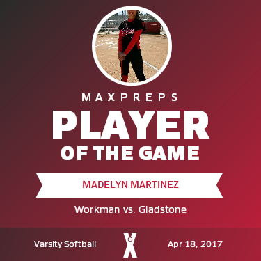 #1 Madelyn Martinez Player of the Game badge