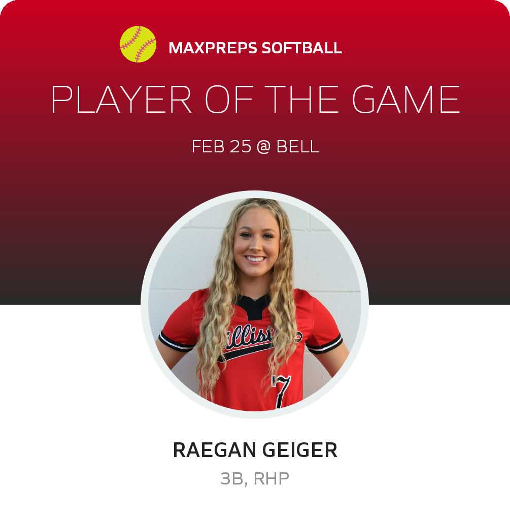 #7 Raegan Geiger Player of the Game badge