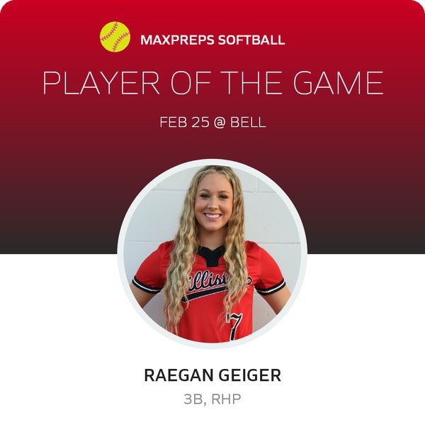 #7 Raegan Geiger Player of the Game badge