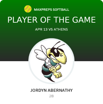 #21 Jordyn Abernathy Player of the Game badge
