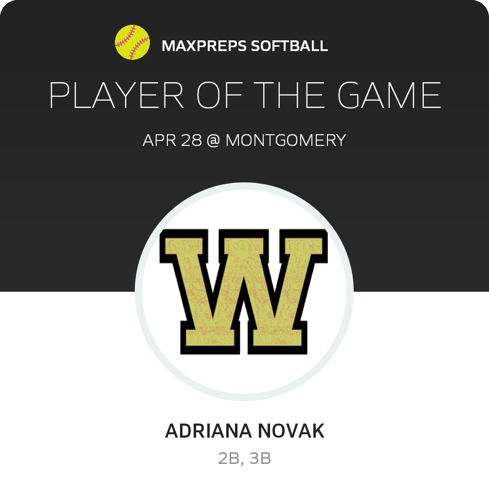 #3 Adriana Novak Player of the Game badge