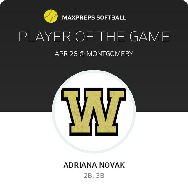 #3 Adriana Novak Player of the Game badge