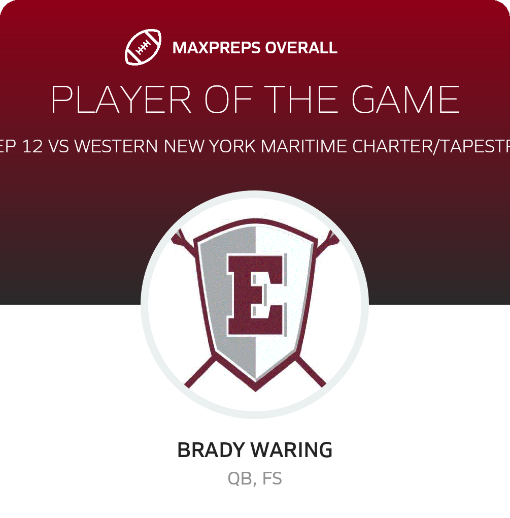 #9 Brady Waring Player of the Game badge