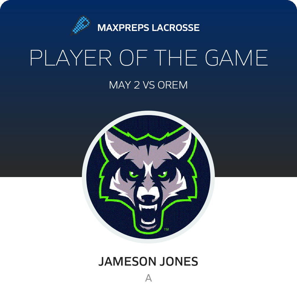 #6 Jameson Jones Player of the Game badge
