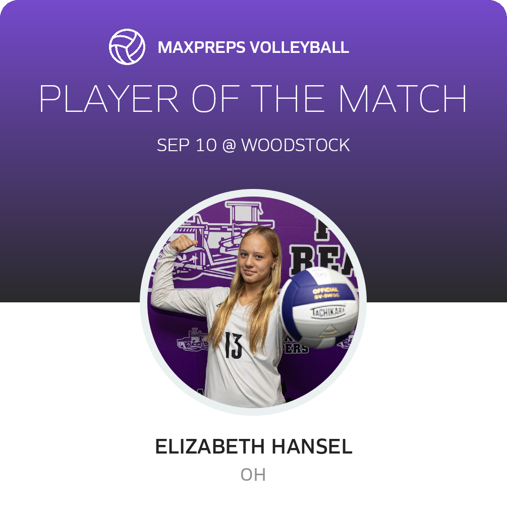 #13 Elizabeth Hansel Player of the Game badge