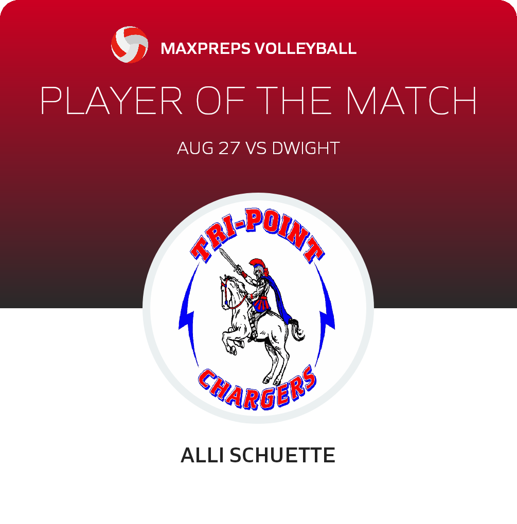#9 Alli Schuette Player of the Game badge