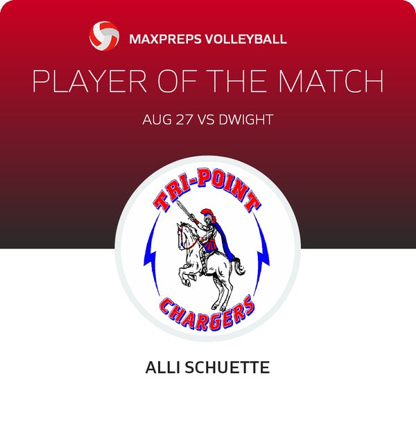 #9 Alli Schuette Player of the Game badge