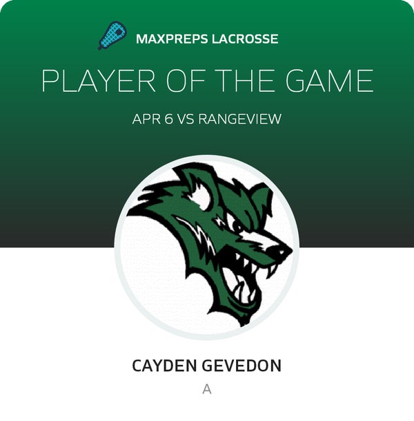 #18 Cayden Gevedon Player of the Game badge