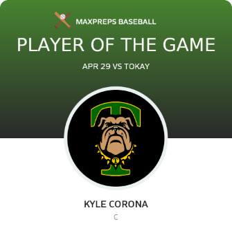 #9 Kyle Corona Player of the Game badge