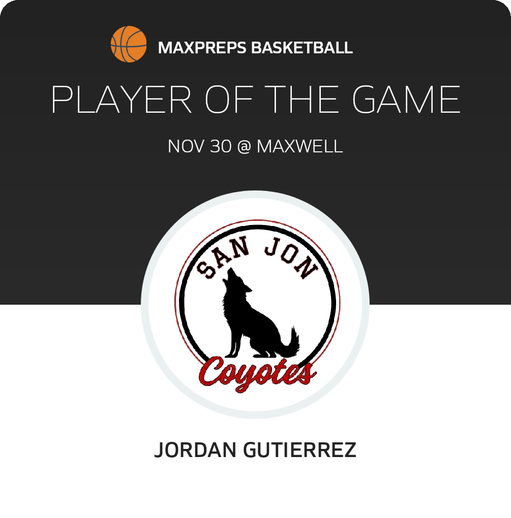 #5 Jordan Gutierrez Player of the Game badge