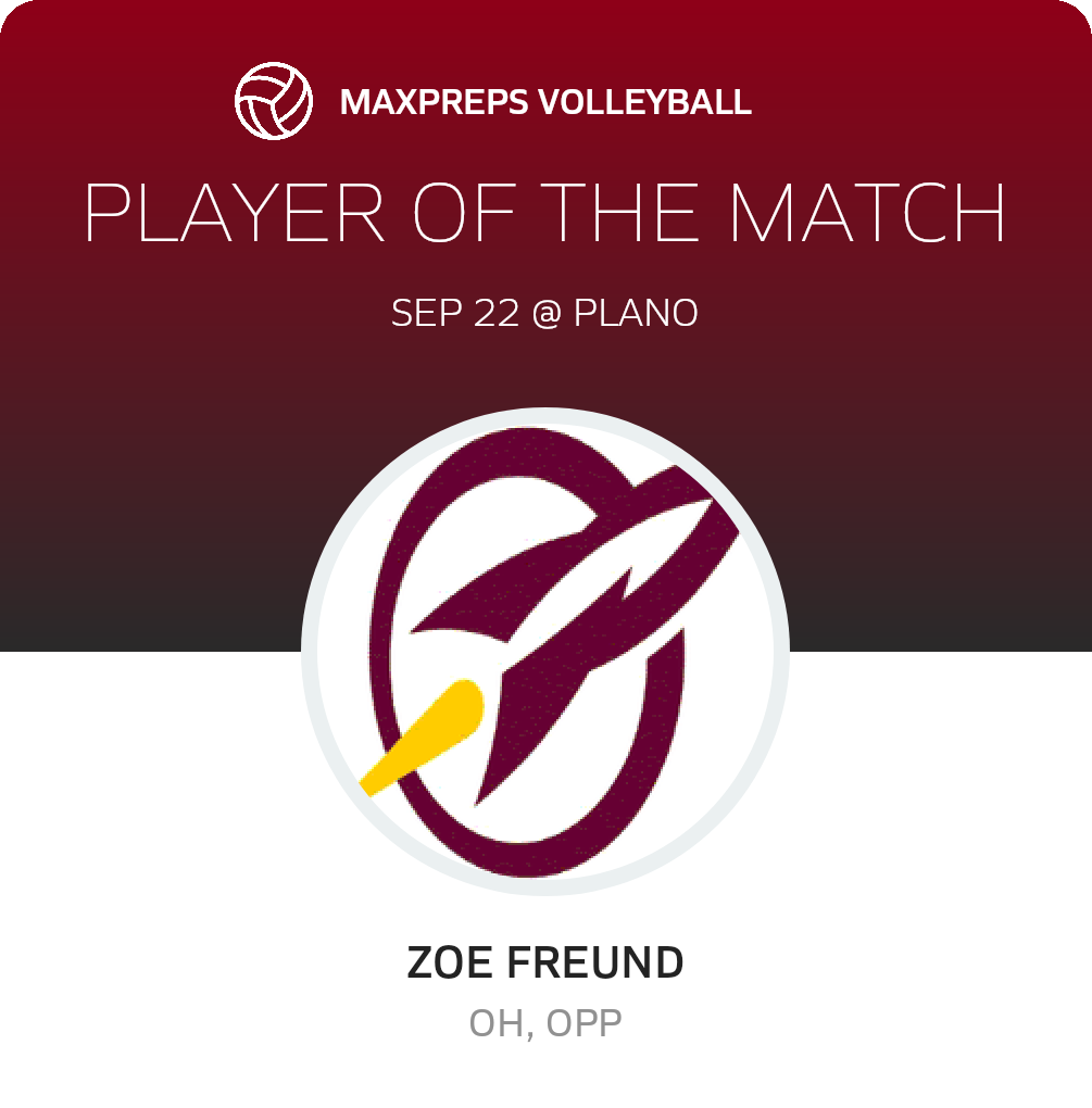#12 Zoe Freund Player of the Game badge